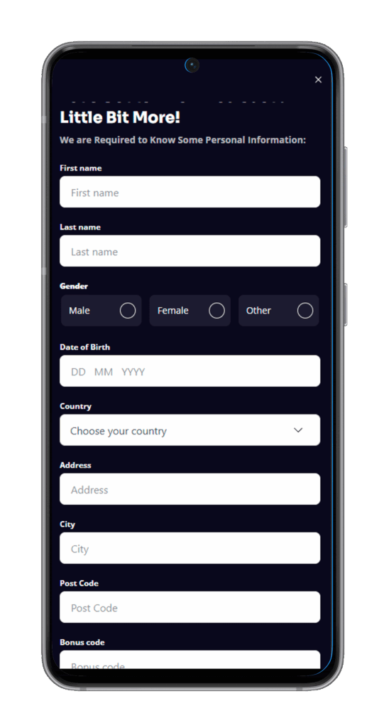 Inscription à l'application mobile Dazzlehand casino